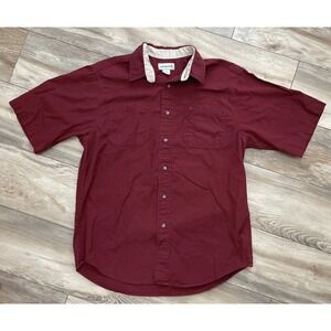 Carhartt Shirt Mens Large‎  Short Sleeve Pocket Button Up Burgundy
